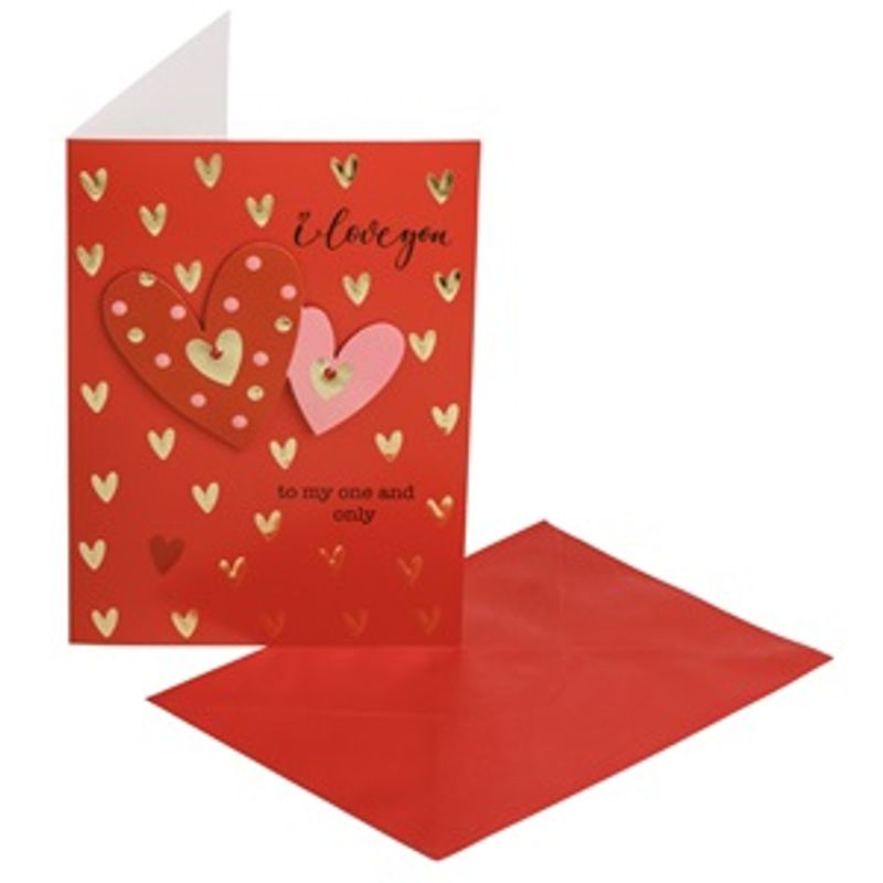 Market - Cadouri - Felicitari - Felicitare cu Inimi 3D, 13x19cm, Rosie, cu Plic - Infinity.ro