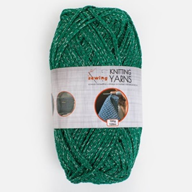 Casa si Gradina - Decoratiuni - DIY - Articole mercerie - Fir de Tricotat Verde cu Lurex Argintiu, 100g, 120m - Infinity.ro