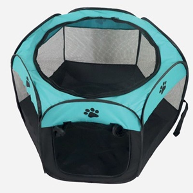 Petshop - Accesorii petshop - Culcusuri si custi - Tarcuri si colivii - Tarc delimitare pentru animale de companie, pliabil, turcoaz, 91x91x58 cm - Infinity.ro
