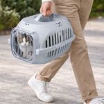 Petshop - Accesorii petshop - Culcusuri si custi - Genti si articole transport - Cusca transport animale de companie, 49,5x32,4x28,5 cm, gri - Infinity.ro