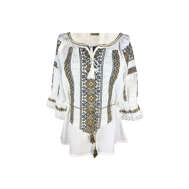 Fashion, accesorii si bijuterii - Femei - Imbracaminte femei - Camasi si bluze femei - Bluza dama O26F alb/negru marimea S - Infinity.ro