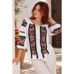 Fashion, accesorii si bijuterii - Femei - Imbracaminte femei - Camasi si bluze femei - Bluza dama O26F alb/negru inchis marimea S - Infinity.ro
