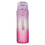 Casa si Gradina - Bucatarie si vesela - Cani si pahare - Sticle - Sticla de apa sport din plastic, 1L, cu model ombre fuchsia-lila si mesaj Keep going - Infinity.ro