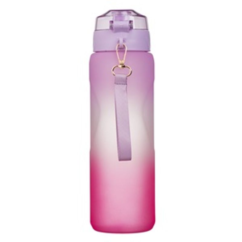 Casa si Gradina - Bucatarie si vesela - Cani si pahare - Sticle - Sticla de apa sport din plastic, 1L, cu model ombre fuchsia-lila si mesaj Keep going - Infinity.ro
