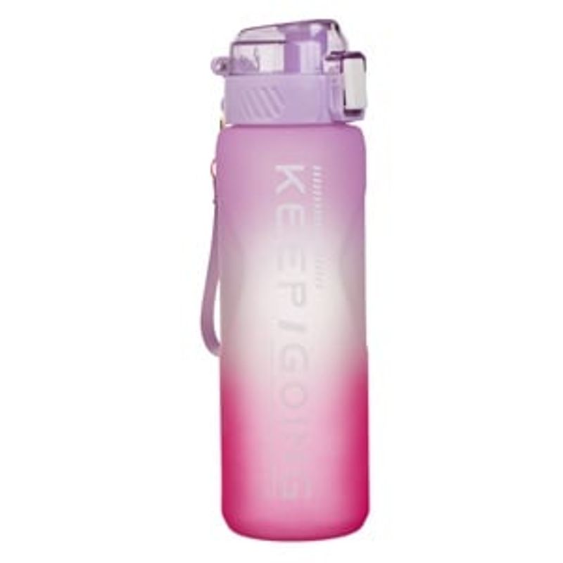 Casa si Gradina - Bucatarie si vesela - Cani si pahare - Sticle - Sticla de apa sport din plastic, 1L, cu model ombre fuchsia-lila si mesaj Keep going - Infinity.ro