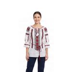 Fashion, accesorii si bijuterii - Femei - Imbracaminte femei - Camasi si bluze femei - Bluza dama O26F alb/rosu bordo marimea S - Infinity.ro