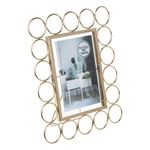 Market - Cadouri - Rame si albume foto - Rama foto decorativa metalica roz aurie cu suport si cercuri, 10x15 cm - Infinity.ro