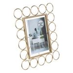 Market - Cadouri - Rame si albume foto - Rama foto decorativa metalica roz aurie cu suport si cercuri, 10x15 cm - Infinity.ro