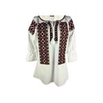 Fashion, accesorii si bijuterii - Femei - Imbracaminte femei - Camasi si bluze femei - Bluza dama O26F alb/rosu marimea S - Infinity.ro