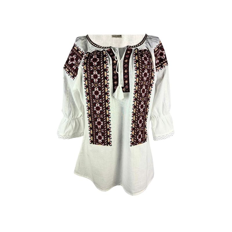Fashion, accesorii si bijuterii - Femei - Imbracaminte femei - Camasi si bluze femei - Bluza dama O26F alb/rosu marimea S - Infinity.ro