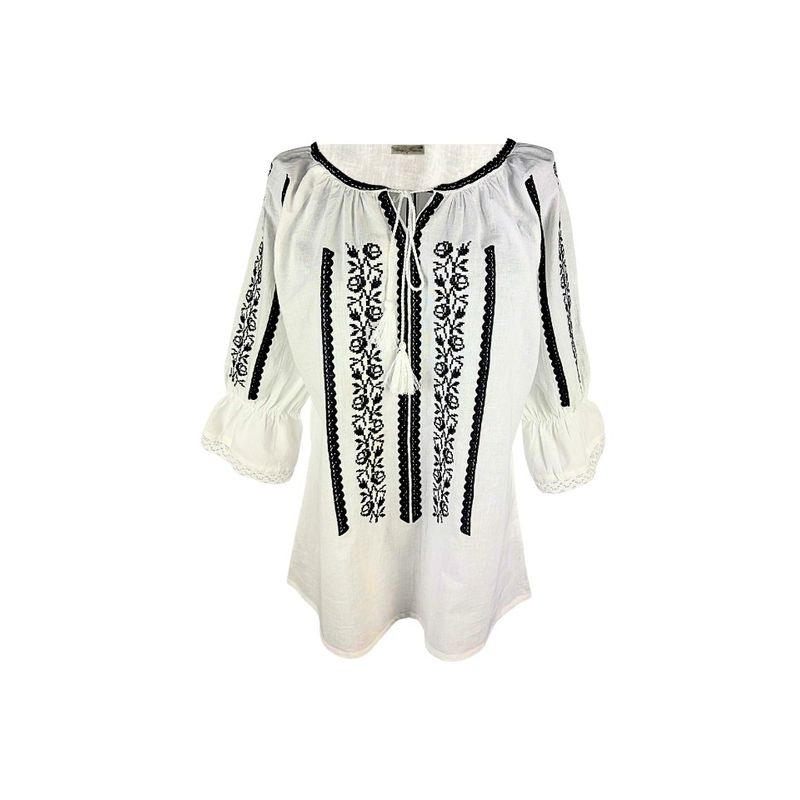 Fashion, accesorii si bijuterii - Femei - Imbracaminte femei - Camasi si bluze femei - Bluza dama O26F alb/negru marimea S - Infinity.ro