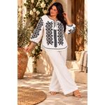 Fashion, accesorii si bijuterii - Femei - Imbracaminte femei - Camasi si bluze femei - Bluza dama OG26 alb/negru marimea 4XL - Infinity.ro
