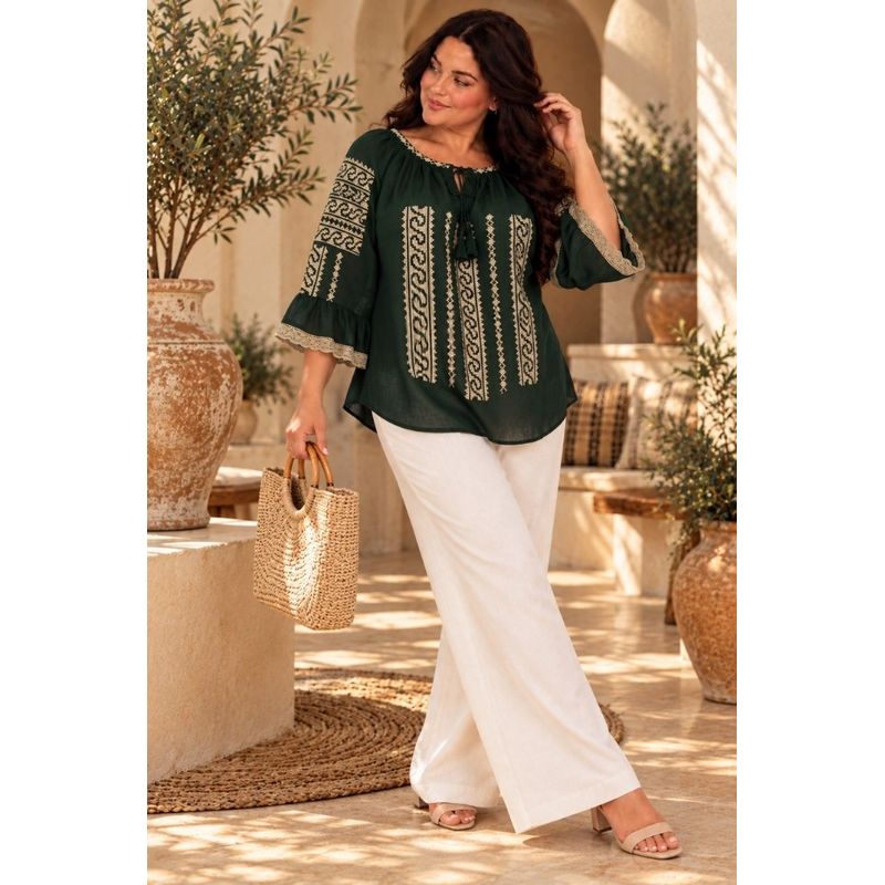 Fashion, accesorii si bijuterii - Femei - Imbracaminte femei - Camasi si bluze femei - Bluza dama OG26 verde marimea 4XL - Infinity.ro