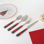 Casa si Gradina - Bucatarie si vesela - Vesela si tacamuri - Servicii de masa - Set Tacamuri de Craciun cu Maner Rosu Verde - Infinity.ro