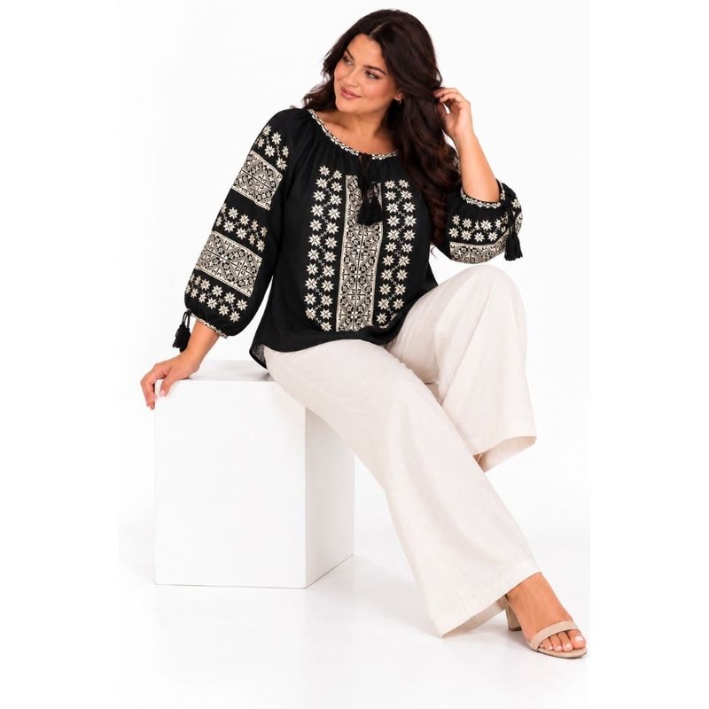 Fashion, accesorii si bijuterii - Femei - Imbracaminte femei - Camasi si bluze femei - Bluza dama OG26 negru marimea 4XL - Infinity.ro
