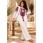 Fashion, accesorii si bijuterii - Femei - Imbracaminte femei - Camasi si bluze femei - Bluza dama OG26 alb/rosu marimea 4XL - Infinity.ro