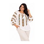 Fashion, accesorii si bijuterii - Femei - Imbracaminte femei - Camasi si bluze femei - Bluza dama OG26 alb/maro marimea 4XL - Infinity.ro