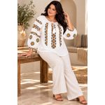 Fashion, accesorii si bijuterii - Femei - Imbracaminte femei - Camasi si bluze femei - Bluza dama OG26 alb/maro marimea 4XL - Infinity.ro