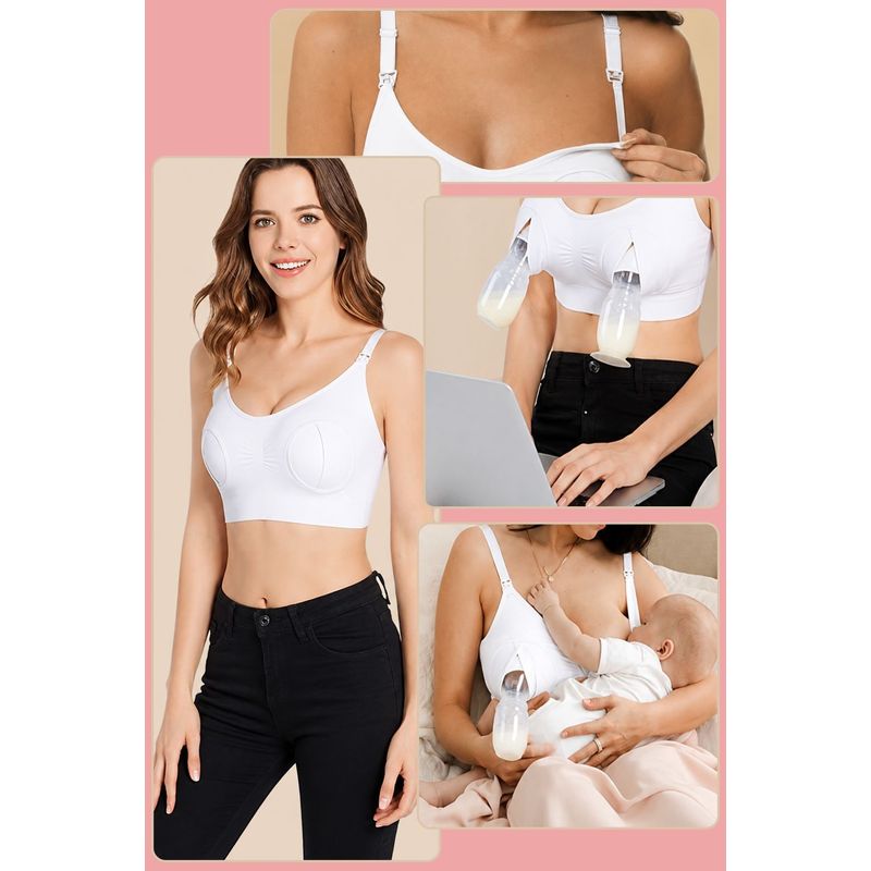 Fashion, accesorii si bijuterii - Femei - Lenjerie si pijamale femei - Lenjerie intima femei - Sutien Linovit pentru alaptare 3 in 1 cu sustinere pompa san - Alb - S/M - Elastan,Nylon - Infinity.ro