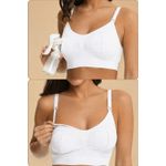 Fashion, accesorii si bijuterii - Femei - Lenjerie si pijamale femei - Lenjerie intima femei - Sutien Linovit pentru alaptare 3 in 1 cu sustinere pompa san - Alb - S/M - Elastan,Nylon - Infinity.ro