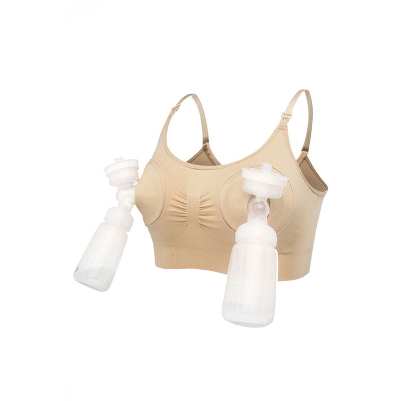 Fashion, accesorii si bijuterii - Femei - Lenjerie si pijamale femei - Lenjerie intima femei - Sutien Linovit pentru alaptare 3 in 1 cu sustinere pompa san - Bej - S/M - Elastan,Nylon - Infinity.ro