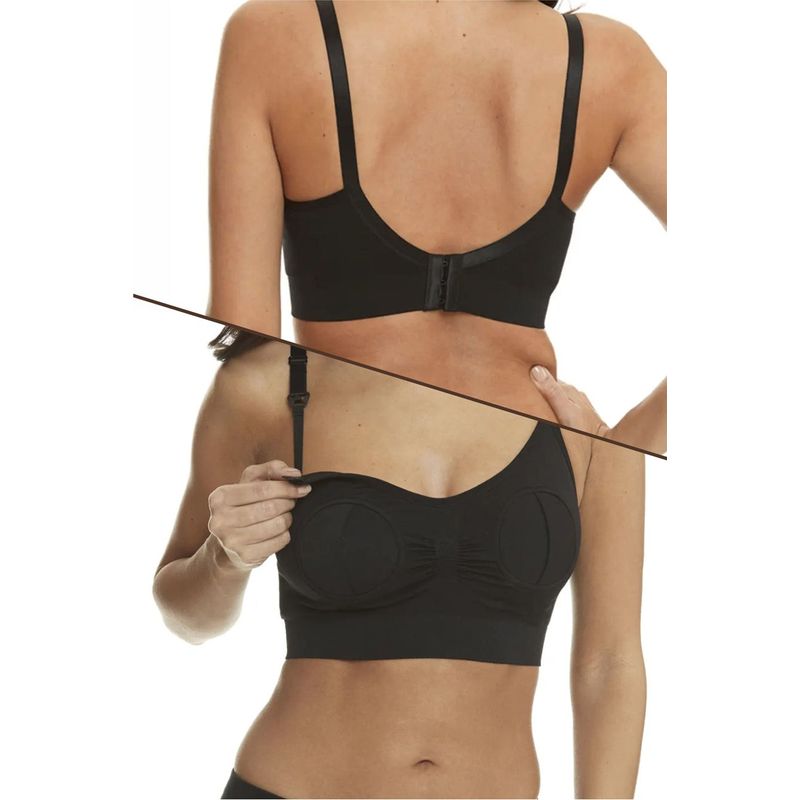 Fashion, accesorii si bijuterii - Femei - Lenjerie si pijamale femei - Lenjerie intima femei - Sutien Linovit pentru alaptare 3 in 1 cu sustinere pompa san - Negru - S/M - Elastan,Nylon - Infinity.ro