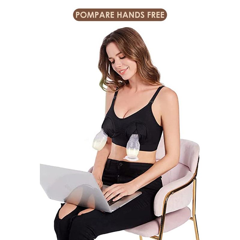 Fashion, accesorii si bijuterii - Femei - Lenjerie si pijamale femei - Lenjerie intima femei - Sutien Linovit pentru alaptare 3 in 1 cu sustinere pompa san - Negru - S/M - Elastan,Nylon - Infinity.ro