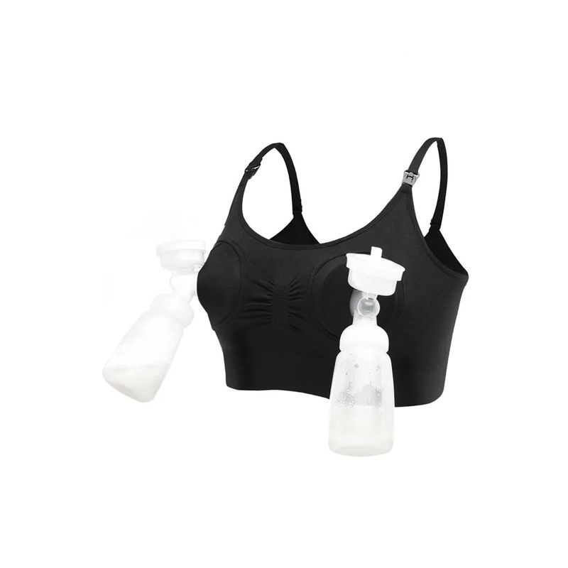 Fashion, accesorii si bijuterii - Femei - Lenjerie si pijamale femei - Lenjerie intima femei - Sutien Linovit pentru alaptare 3 in 1 cu sustinere pompa san - Negru - S/M - Elastan,Nylon - Infinity.ro