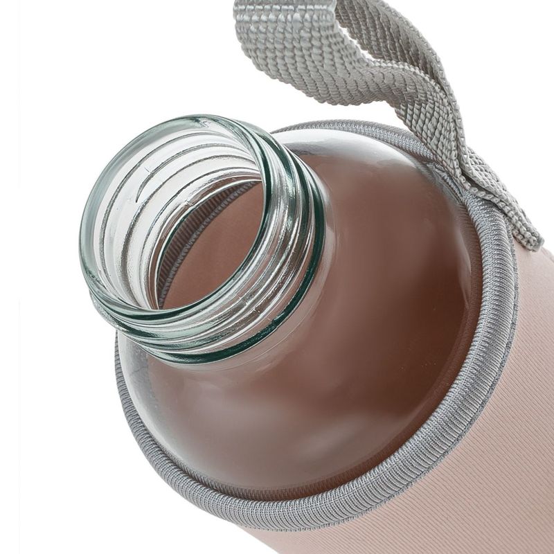 Casa si Gradina - Bucatarie si vesela - Cani si pahare - Sticle - Bidon de Apa din Sticla cu Husa Roz si Maner, 380 ml - Infinity.ro
