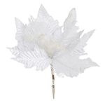 Casa si Gradina - Decoratiuni - Decoratiuni de sezon - Crajunita cu clips, alba, cu plasa si glitter argintiu, 26 cm - Infinity.ro