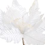 Casa si Gradina - Decoratiuni - Decoratiuni de sezon - Crajunita cu clips, alba, cu plasa si glitter argintiu, 26 cm - Infinity.ro