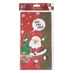 Market - Curatenie si intretinere casa - Produse bucatarie - Pungi si folii alimentare - Set 8 Pungi de Craciun din Carton cu Mos Craciun si Autocolante, 14.5x9x27cm, Rosii - Infinity.ro