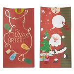 Market - Curatenie si intretinere casa - Produse bucatarie - Pungi si folii alimentare - Set 8 Pungi de Craciun din Carton cu Mos Craciun si Autocolante, 14.5x9x27cm, Rosii - Infinity.ro