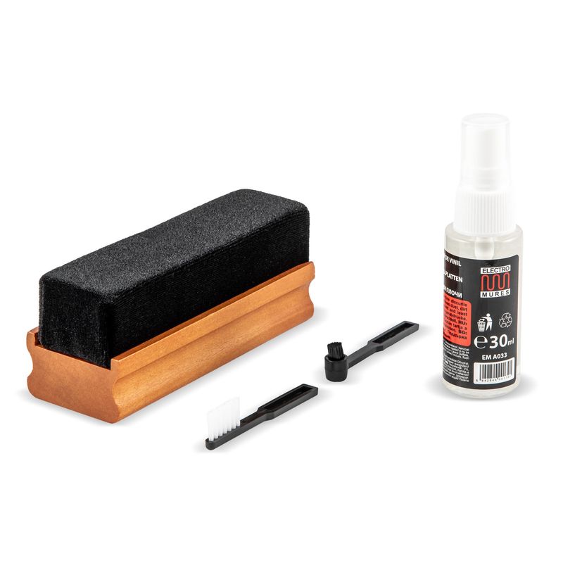 TV, Audio-Video si Foto - Audio Hi-Fi - Accesorii Audio Hi-Fi - Set curatare discuri vinil Electromures EM A004, 4 piese, 3 tipuri de perii, include solutie 30 ml - Infinity.ro