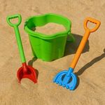 Jucarii, Copii si Bebe - Jucarii si jocuri - Jucarii de exterior - Jucarii pentru plaja si nisip - Set grebla si lopatica pentru plaja, 2 buc, 34 cm, Multicolor - Infinity.ro