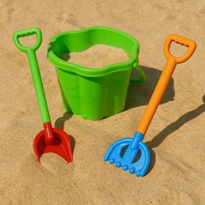 Jucarii, Copii si Bebe - Jucarii si jocuri - Jucarii de exterior - Jucarii pentru plaja si nisip - Set grebla si lopatica pentru plaja, 2 buc, 34 cm, Multicolor - Infinity.ro