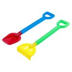 Jucarii, Copii si Bebe - Jucarii si jocuri - Jucarii de exterior - Jucarii pentru plaja si nisip - Set grebla si lopatica pentru plaja, 2 buc, 34 cm, Multicolor - Infinity.ro