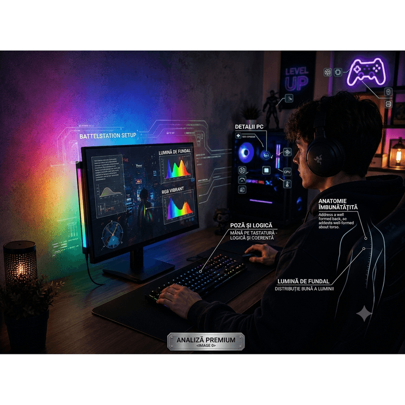 Casa si Gradina - Corpuri si surse de iluminat - Benzi LED - Banda LED RGB KWMLIGHT pentru Monitor 24 Inch, Kit PC Sync Backlight cu 3 Bare Rigide, Sincronizare Ecran, USB 5V - Infinity.ro
