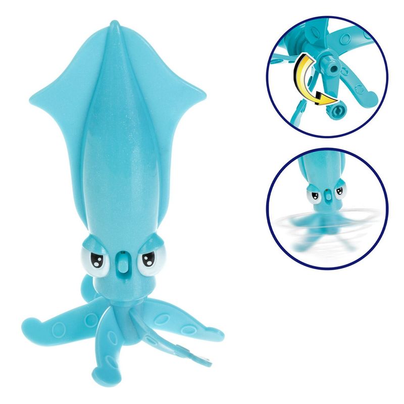 Jucarii, Copii si Bebe - Jucarii si jocuri - Jucarii bebelusi - Jucarii de baie - Jucarie Calamar pentru Apa cu Elice Rotativa, Albastra, 8.5x16 cm - Infinity.ro