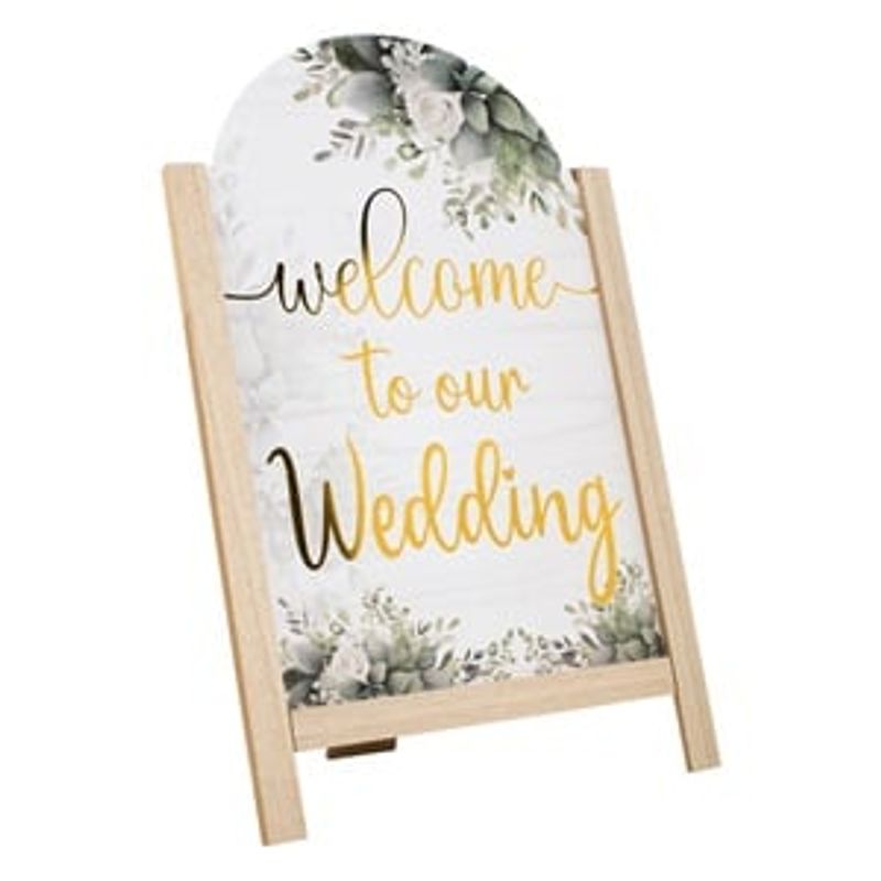 Casa si Gradina - Decoratiuni - DIY - Sevalete - Sevalet Decorativ din Lemn, 33.5x52cm, Alb, cu Imprimare Aurie - Infinity.ro