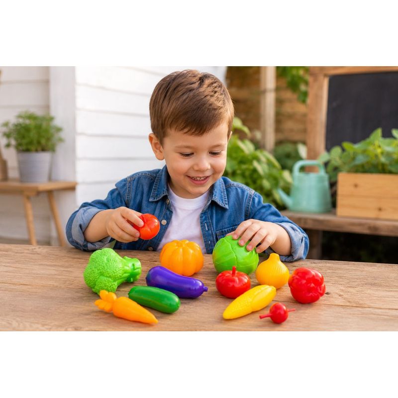 Jucarii, Copii si Bebe - Jucarii si jocuri - Jucarii de rol - Set joaca supermarket - Set 11 legume - Infinity.ro