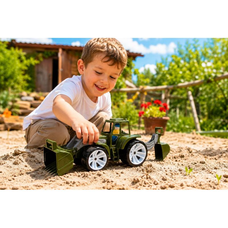 Jucarii, Copii si Bebe - Jucarii si jocuri - Vehicule si jucarii cu telecomanda - Masinute - Tractor Bams 2 cu 2 cupe militar - Infinity.ro