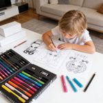 Jucarii, Copii si Bebe - Jucarii si jocuri - Jucarii & jocuri educative - Seturi pictura si desen - Happi Hobbi Art Case set de desen deluxe cu 50 de accesorii manga - Infinity.ro