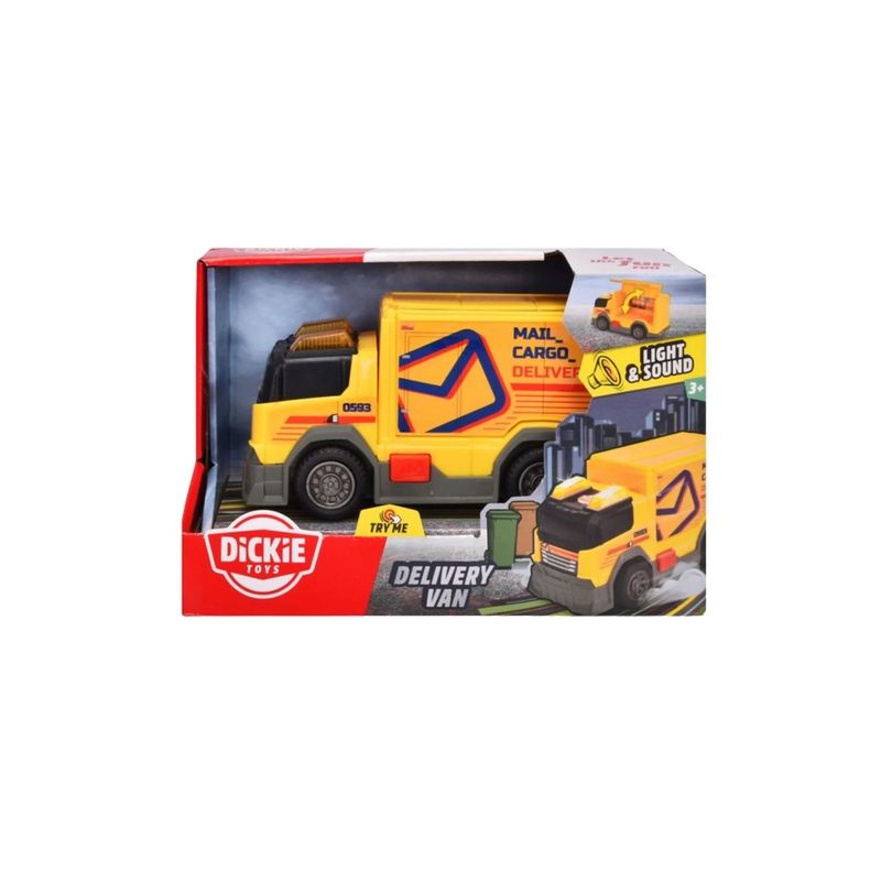 Jucarii, Copii si Bebe - Jucarii si jocuri - Vehicule si jucarii cu telecomanda - Masinute - Dickie Toys camion de livrare cu lumini si sunete 15cm - Infinity.ro