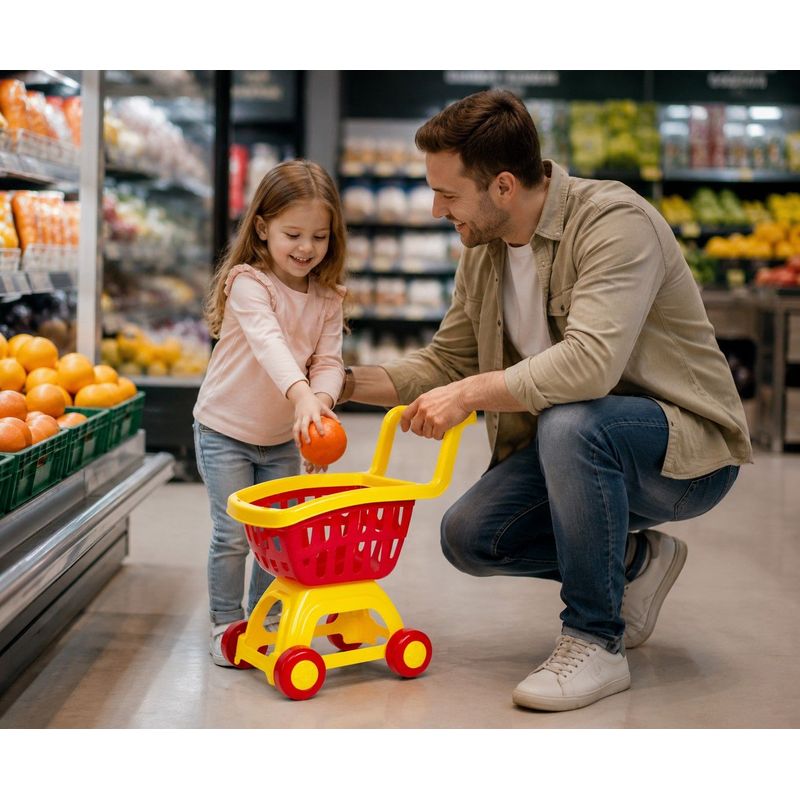 Jucarii, Copii si Bebe - Jucarii si jocuri - Jucarii de rol - Set joaca supermarket - Carucior cumparaturi rosu galben - Infinity.ro