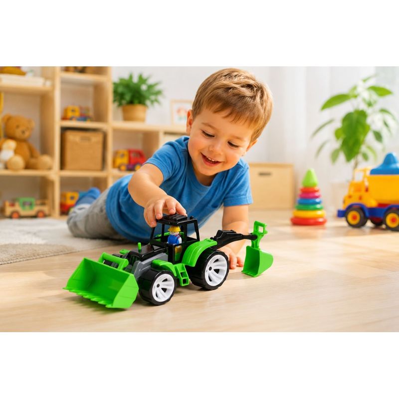 Jucarii, Copii si Bebe - Jucarii si jocuri - Vehicule si jucarii cu telecomanda - Masinute - Tractor Bams 2 cu 2 cupe negru verde - Infinity.ro