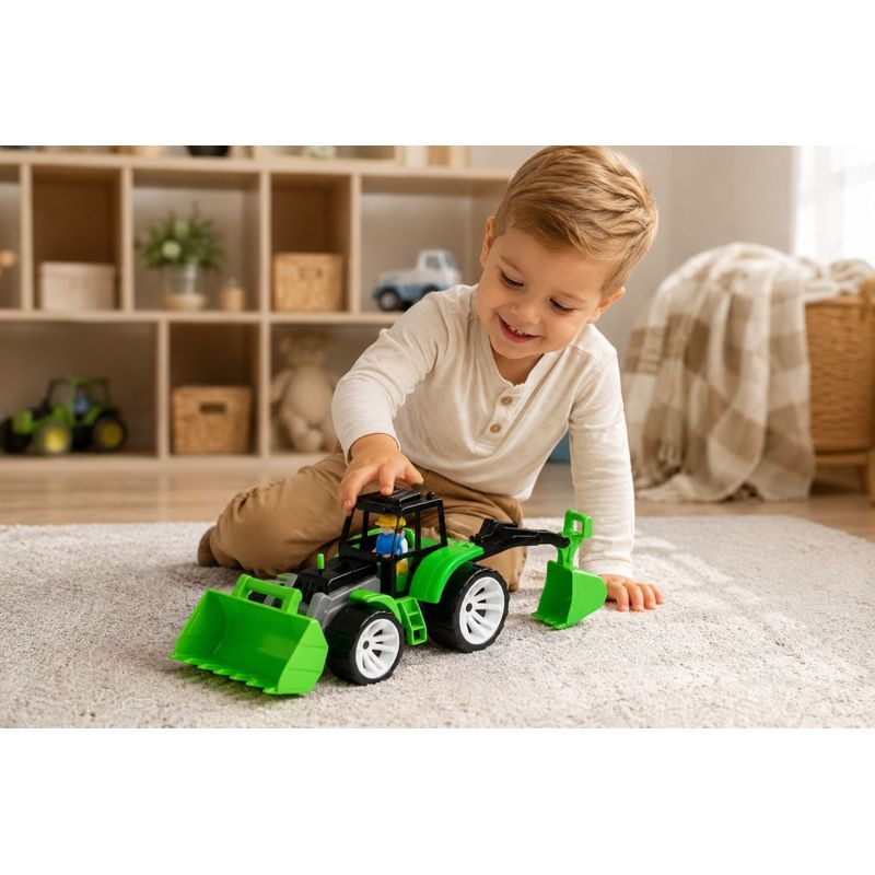 Jucarii, Copii si Bebe - Jucarii si jocuri - Vehicule si jucarii cu telecomanda - Masinute - Tractor Bams 2 cu 2 cupe negru verde - Infinity.ro