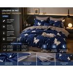 Casa si Gradina - Textile si covoare - Lenjerii de pat - Seturi de lenjerie - Lenjerie de Pat Matrimoniala din Finet, Set 6 Piese, Compozitie de calitate, Model cu Fluturi - Infinity.ro
