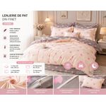 Casa si Gradina - Textile si covoare - Lenjerii de pat - Seturi de lenjerie - Lenjerie de pat matrimoniala din Finet, Set 6 piese, Compozitie de calitate, Culoare Gri cu Bej, Model Inimi - Infinity.ro