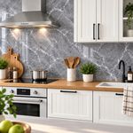 Casa si Gradina - Decoratiuni - Stickere decorative - Folie Autoadeziva Imitatie Marmura, 300 x 60 cm, Rezistenta la Apa, pentru Mobila, Blat, Bucatarie si Baie, Gri - Infinity.ro
